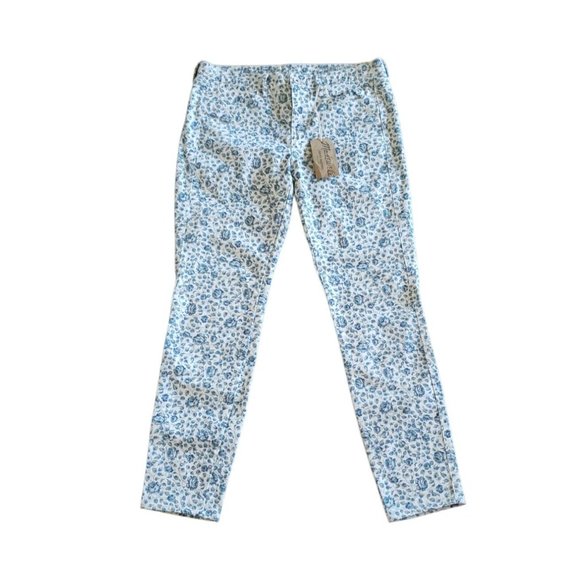 MADEWELL Skinny Ankle Jeans Floral Pattern Mid Rise, Size 28 White/blue - Picture 4 of 10
